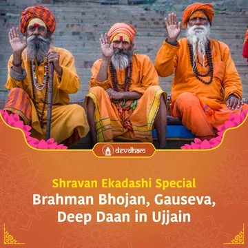 Shravan Ekadashi Special Brahman Bhojan, Gau Seva and Deep Daan in Ujjain  - Slide 1
